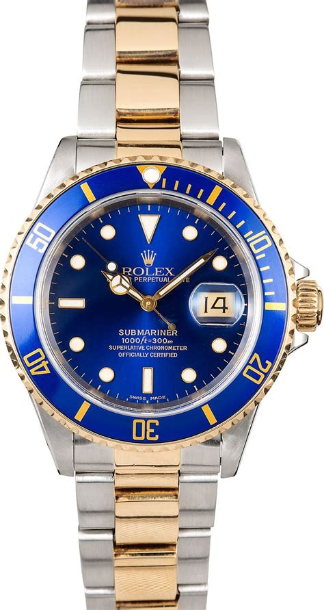 rolex submariner blue gold 16613|Rolex Submariner model 16613 price.